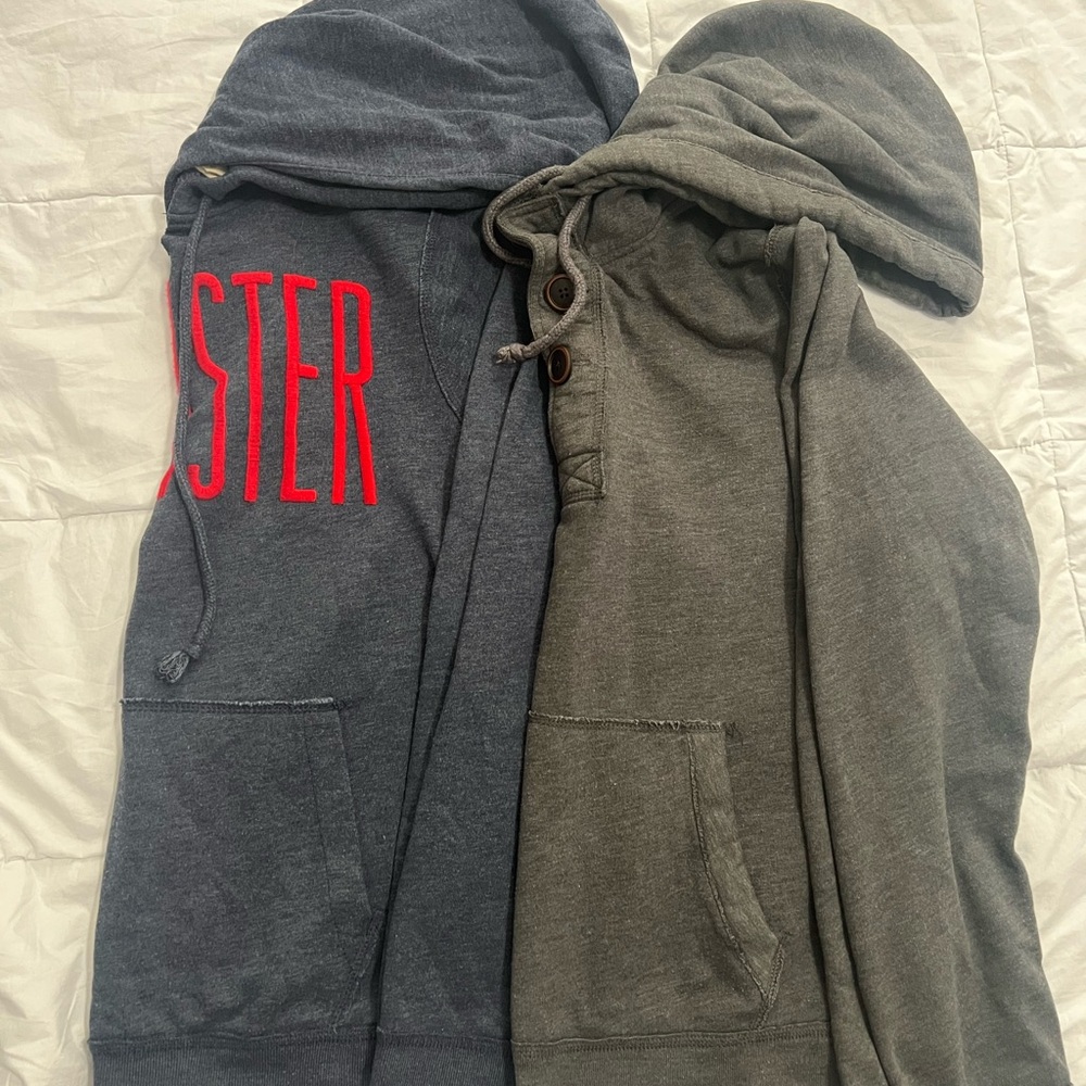 Gray and Blue Hooded Sweater Set